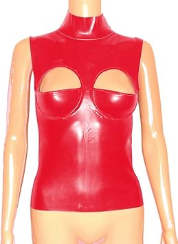 Latex Top Bluse Hebe Cups offen RV, XXXL rot Anita Berg 4298