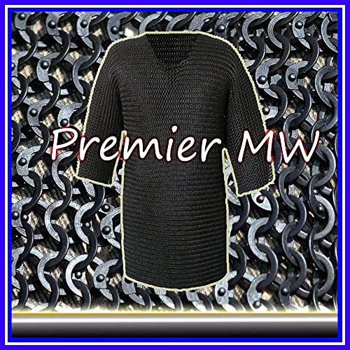 PREMIER MW Christmas Presents XXL BLACK FLAT RIVETED LONG SLEEVES CHAINMAIL SHIRT