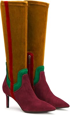 suede pull on knee high boots