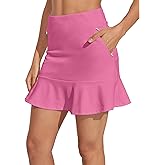 ACEGOLFS Tennis Skirt for Women 17"/19" High Waisted Womens Golf Skirts with Shorts Pockets Ruffle Pleated Athletic Skorts