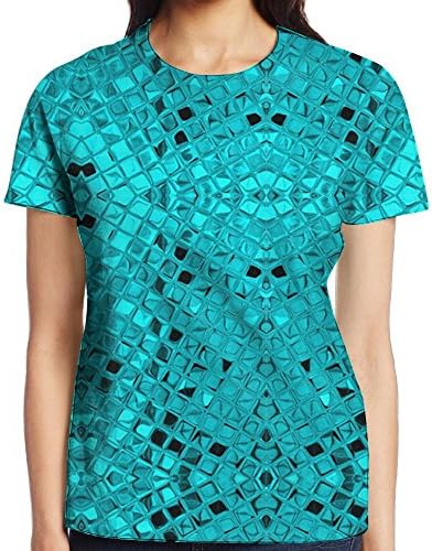 Pitsa7m Green Teal Diamonds Girl Summer 3D Digital Printing Short Sleeve T-Shirts