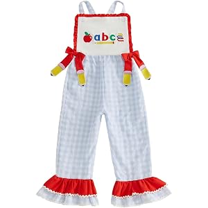 Ldaiyiu Toddler Baby Girl Back To School Outfit Apple Sleeveless Romper Bell Bottoms Pants Jumpsuit Girls Summer Clothes