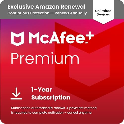 McAfee+ Premium Unlimited Devices anti virus software 2025 for PC | Cybersecurity Software with Antivirus Secure VPN Identity Monitoring Scam Protection |1-Year Subscription Amazon Auto-Renewal
