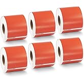 BETCKEY Colored Labels Compatible with Dymo 30323 (2-1/8" x 4") Name Badge Labels, Compatible for Dymo LabelWriter Thermal 450, 4XL & Zebra Desktop Printers [6 Rolls, 1320 Labelss, Red]