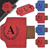 Bygone Mark Bookmark with Pen Holder, 26 Letters Magnetic Leather Bookmarks Personalized Book Mark for Book Lovers, Magnetic Bookmark Pen Holder with Cross for Women Men(Red-A)