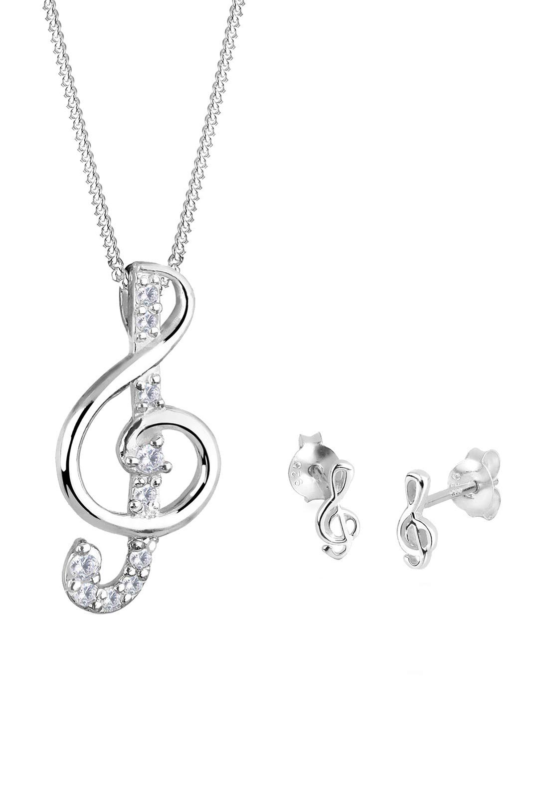 Elli Women's 925 Sterling Silver Xilion Cut Cubic Zirconia Jewellery Set Necklace Length of 45 cm