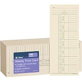 Adams Time Cards, Weekly, 2-Sided, Overtime Format, 3-3/8" x 8-1/4", Manila, Green/Red Print, 200-Count (9660-200)
