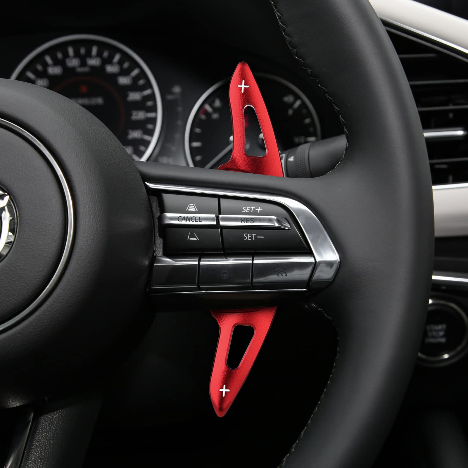 ANFOKAS for Mazda 3 CX-30 MX-30 CX-50 Accessories Sporty Car Dashboard Center Console Paddle Shifter Extension Gears Paddles Cover Trims -Red