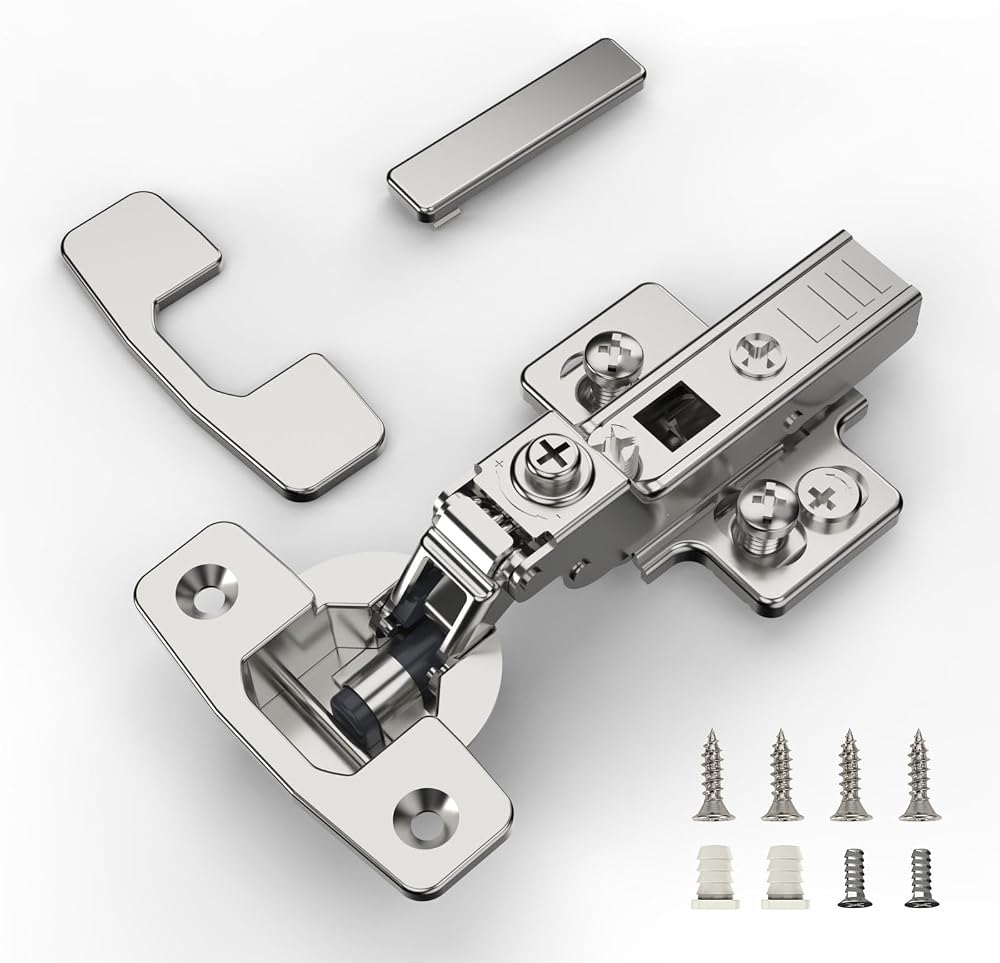 Furniware 10 Pcs Soft Close Cabinet Hinges 4D Adjustable Nickel Plated