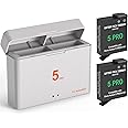 METACUCU Action 5 Pro 4 3 Replacement Battery with 2 Charger Hub, 2100mAh Rechargeable Battery Compatible with DJI Osmo Action 5 Pro 3/4(White, 2 Pack Batteries)