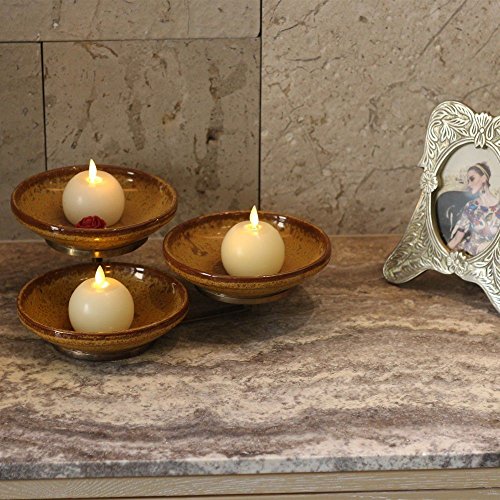 Real Wax Flameless Candles with Timer (Set of 6) Round Ball Ivory LED