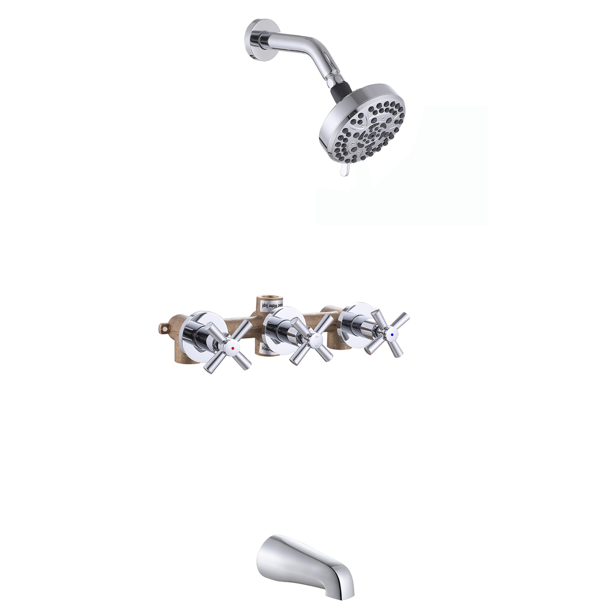 Photo 1 of NIITAWH 3 Handle Tub Shower Faucet Set, Bathtub Shower Faucet With Tub Spout Chrome Tub and Shower Trim Kit with Valve