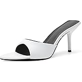 QIV Leopard Kitten Heels Pointed Toe Mule Heels for Women Open Toe Kitten Heel for Party Dressy Wedding