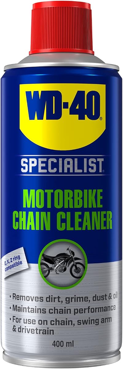 WD-40 Specialist Motorbike Chain Cleaner Spray 400ml - Cleans & Protects Chains