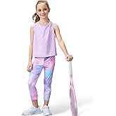 Gogokids Girls' Activewear Workout Set 2 Piece Athletic Sets Sleeveless Mesh Tank Tops and Capris Leggings Yoga Pants 5-12Y