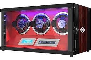 LALAHOO High-End Watch Winder LCD Touch Screen Display Built-in Illumination 6 Watch Winder Built-in Automatic Watches Adjustable Pillow Watch Winder for Rolex