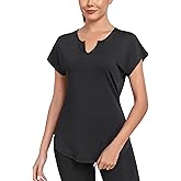 Abrooical Women's Short Sleeve Workout Shirts V Neck Exercise Yoga Basic Top Quick Dry Side Split