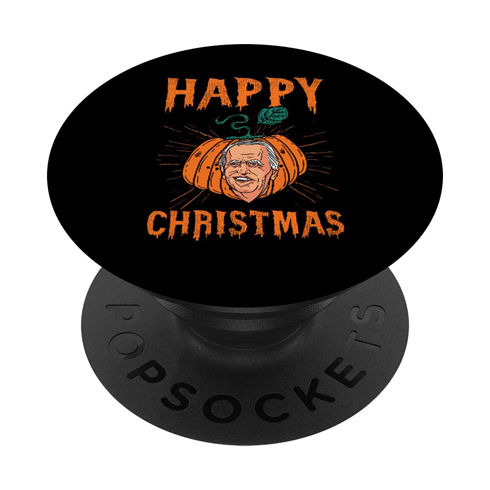 Funny Anti Joe Biden Happy Christmas Holiday Pumpkin Head PopSockets Swappable PopGrip