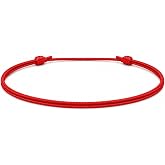 Thin Red Cord Bracelet for Men, Women, Teens, Adjustable Water-Resistant | Nylon string bracelet, 1mm red cord, surfer friendship jewelry style, unisex lightweight summer beach accessories