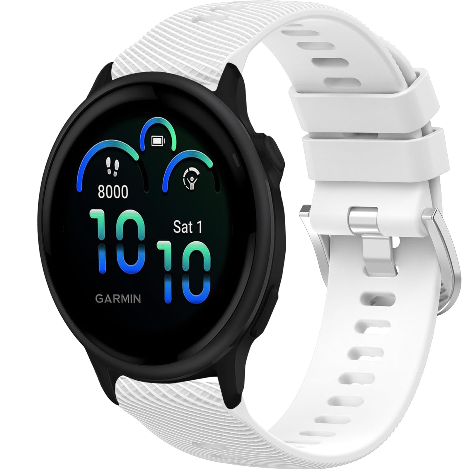 Wownadu 20mm Watch Strap Compatible for Garmin Vivoactive 6/5/3 Straps, Replacement Silicone Band Compatible for Polar Ignite 3/2/1, Unite/Pacer, White (No Watch)
