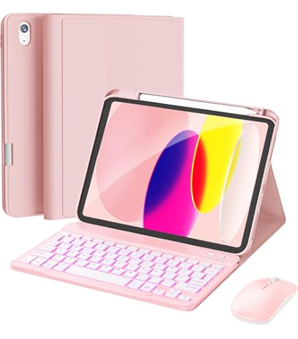EHLCYS Keyboard Case for iPad Air 6th 11-inch M2 2024, iPad Air 10.9 inch 5th/4th Generation 2022/2020, Magnetisch Afneembaar 7-Kleuren Verlicht Bluetooth-Trackpadtoetsenbord Met Penhouder,zwart