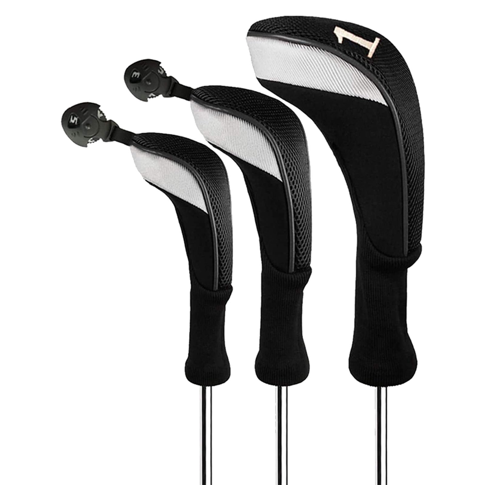 Golf Woods Club Head Covers 3/4 Set With Gift Box, Golf Head Covers 1 3 5 7 X With Interchangeable Number Tag for Men Women Fit All Wood Clubs (Black 3pcs)