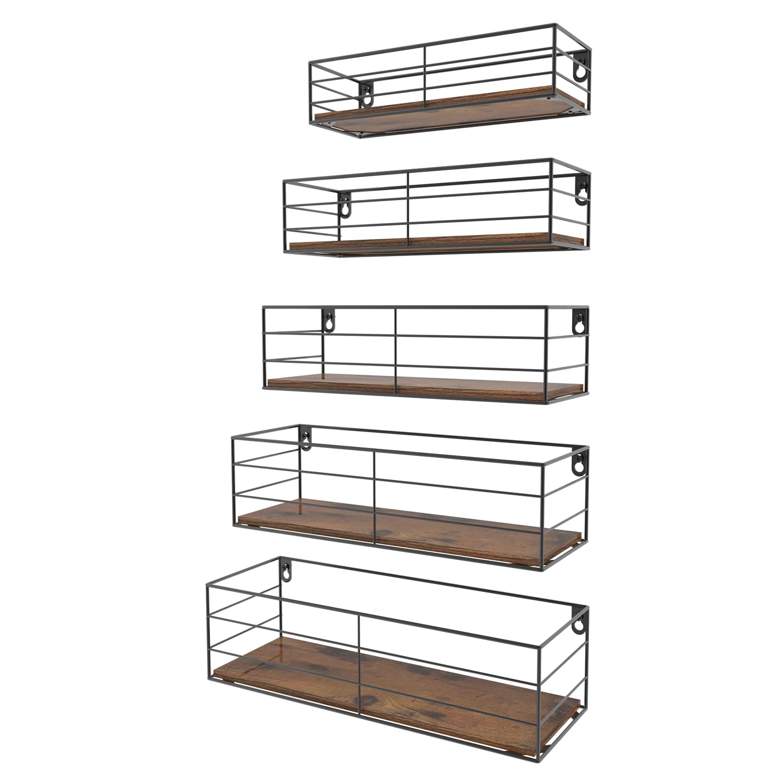 EYMPEU Floating Shelves for Wall Set of 5, Rustic Wall Shelf for Bathrooms, Bedrooms, Kitchen, Living Room, Office, Laundry room