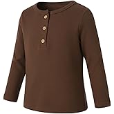 Ohrwurm Toddler Henley Shirt Ribbed Cotton Top Soft Breathable Long Sleeve T-Shirt with Button for 2-7 Years