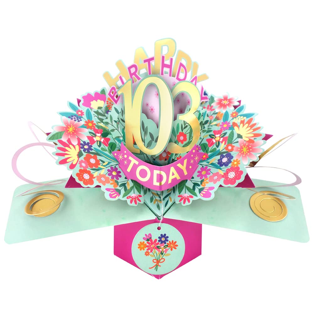 Happy 103rd Birthday 103 Today Pop-Up Greeting Card Love Kate's Pop Up Cards Her POP215MC103