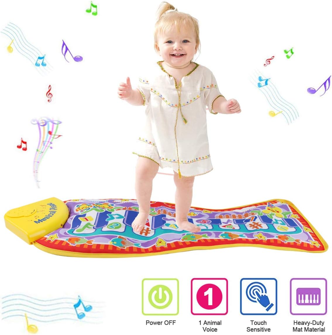 PROACC Piano Playmat, Kids Keyboard Music Playmat Toy, Funny Dancing Mat for Toddler Boys and Girls Gift