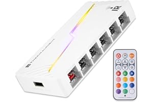 Thermalright ARGB and Fan HUB X12 IR White Hub Controller Support 12 Groups of CPU Fans,3Pin PC ARGB Controller and 4Pin PWM 