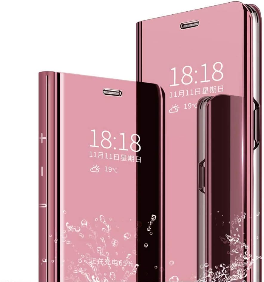 Toeve Case for vivo V17 Pro, Mirror Flip Cover PU Leather Magnetic Protective Cover With Auto ON/OFF Function Translucent Cover [Stand Case] [Full Body Protection] -Rose gold