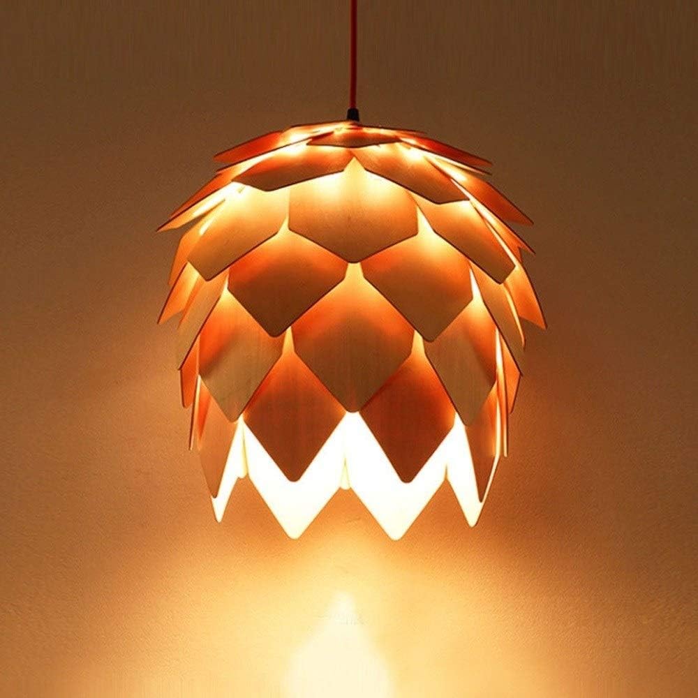 Wood Pinecone Creative Pendant Light Height Adjustable E27 Bright Chandelier Modern Style Restaurant Decoration Hanging Lamp Home Lighting Droplight for Bedroom Kitchen Dining Room iDWX