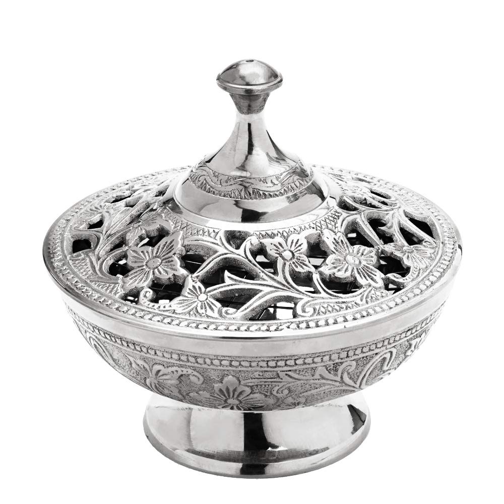 NKlaus Incense Bowl 12cm Incense Bowl Incense Accessories with Grid for Incense Incense Blend Handmade Decoration antique 2840