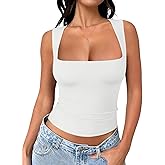 REORIA Butsmooth® Women's Square Neck Going Out Crop Tops Double Lined Cute Basic Tank Tops 2026 Clothes
