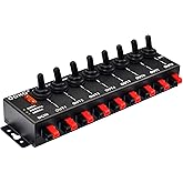 OONO 8 Channel Connector Power Splitter Distributor Source Strip, with 8 Independent Control Switch, Black