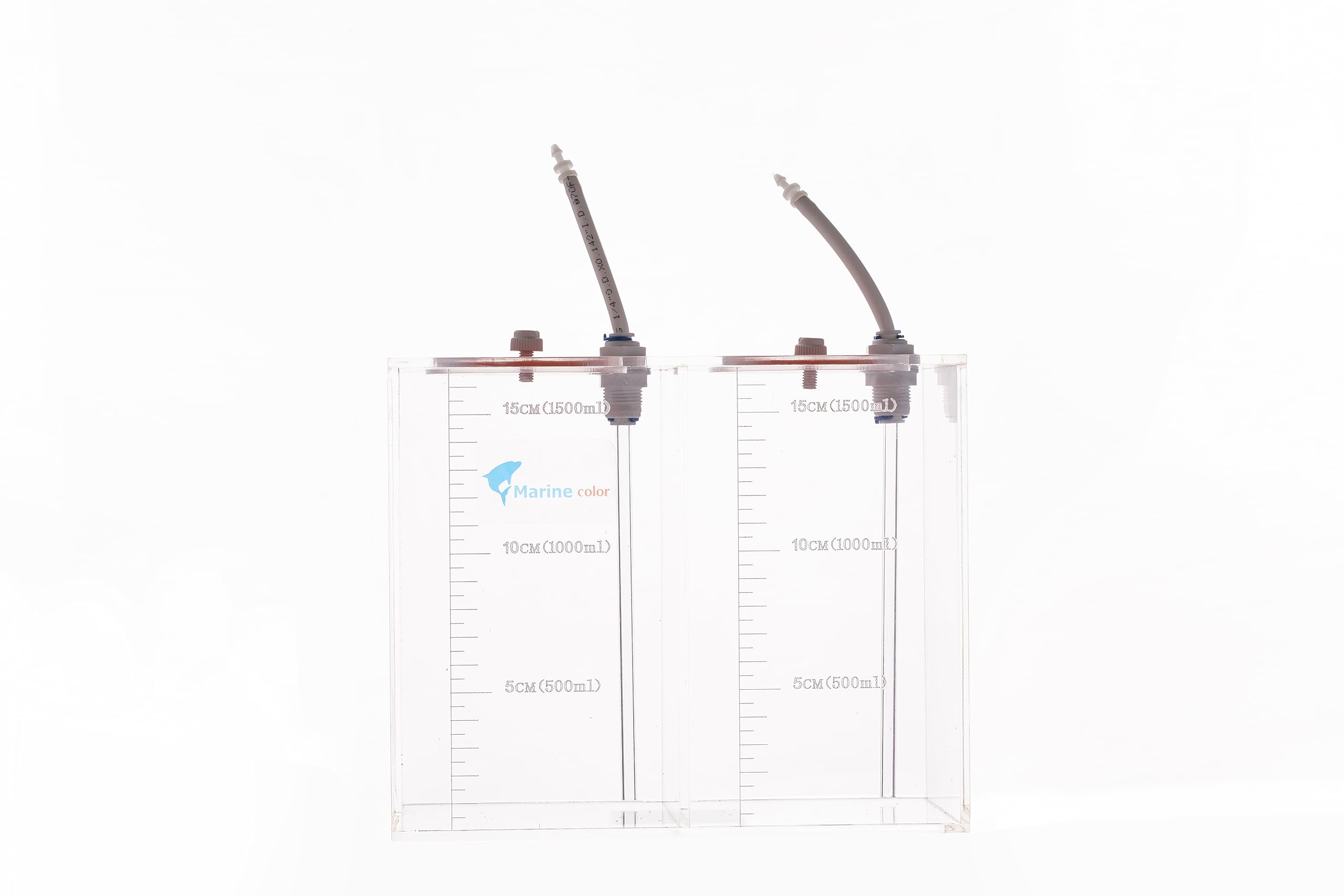 Marine Color Acryli Made Liquid Storage Bucket Working with Dosing Pump,Auto Top Off System Reservoir Container (2 Rooms 3L/0.8G 1.5L/0.4G per Room)