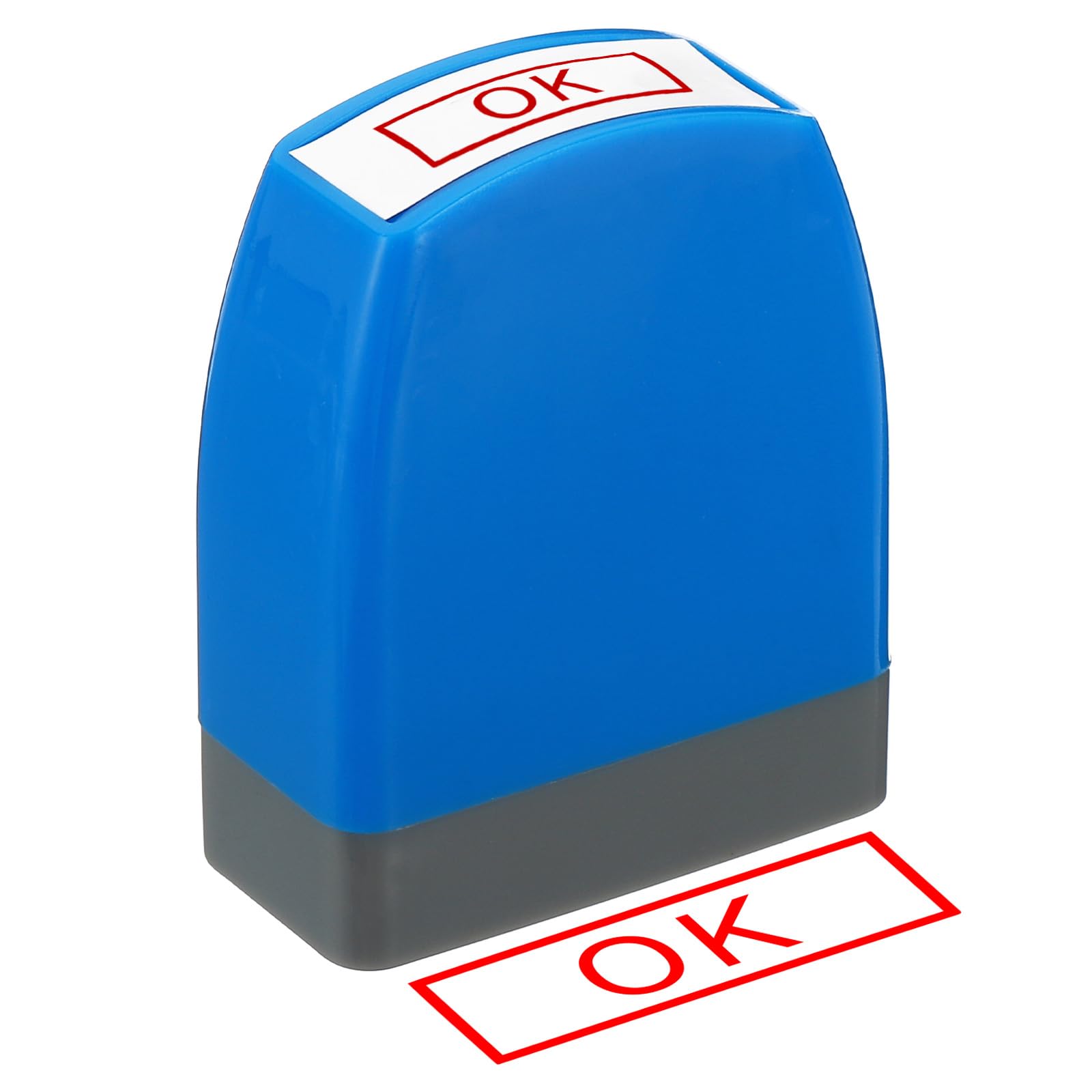 PATIKIL OK Self Inking Stamp, Red Ink, Blue, Plastic, Rectangular, 53 x 43 mm — image 1