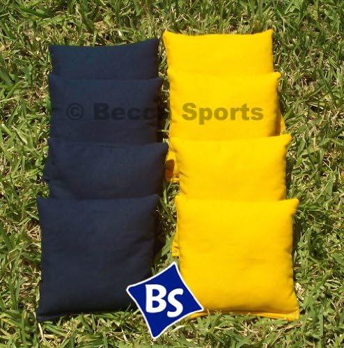 Weather Resistant Cornhole Bags Set - 4 Yellow & 4 Navy Blue