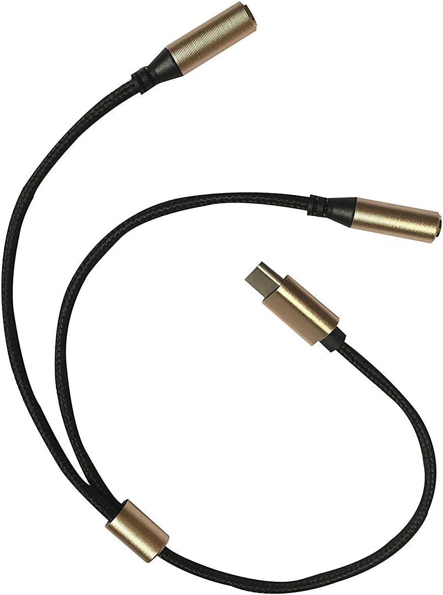 CABLEGALLERY Gold Plated Y Splitter Cable Type C Male to 2 Port 3.5 mm Female Audio Converter for Earphone and Headset Adapter (Rose Gold)