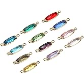 PATIKIL Birthstone Connector Link, Diamond Clear Charm Link, Glass Jewelry Crystal Bead Link for Drop Dangle Pendants Necklace Bracelet Earring