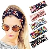 Loritta 5 PCS Women's Headbands Elastic Boho Printed Turban Twisted Head Wrap
