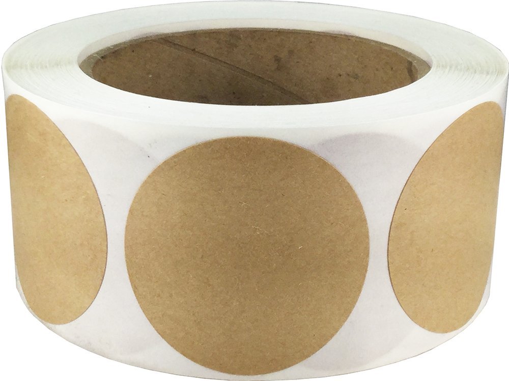 Natural Kraft Color Coding Dot Labels 50.8 mm 2 Inch Round 500 Count