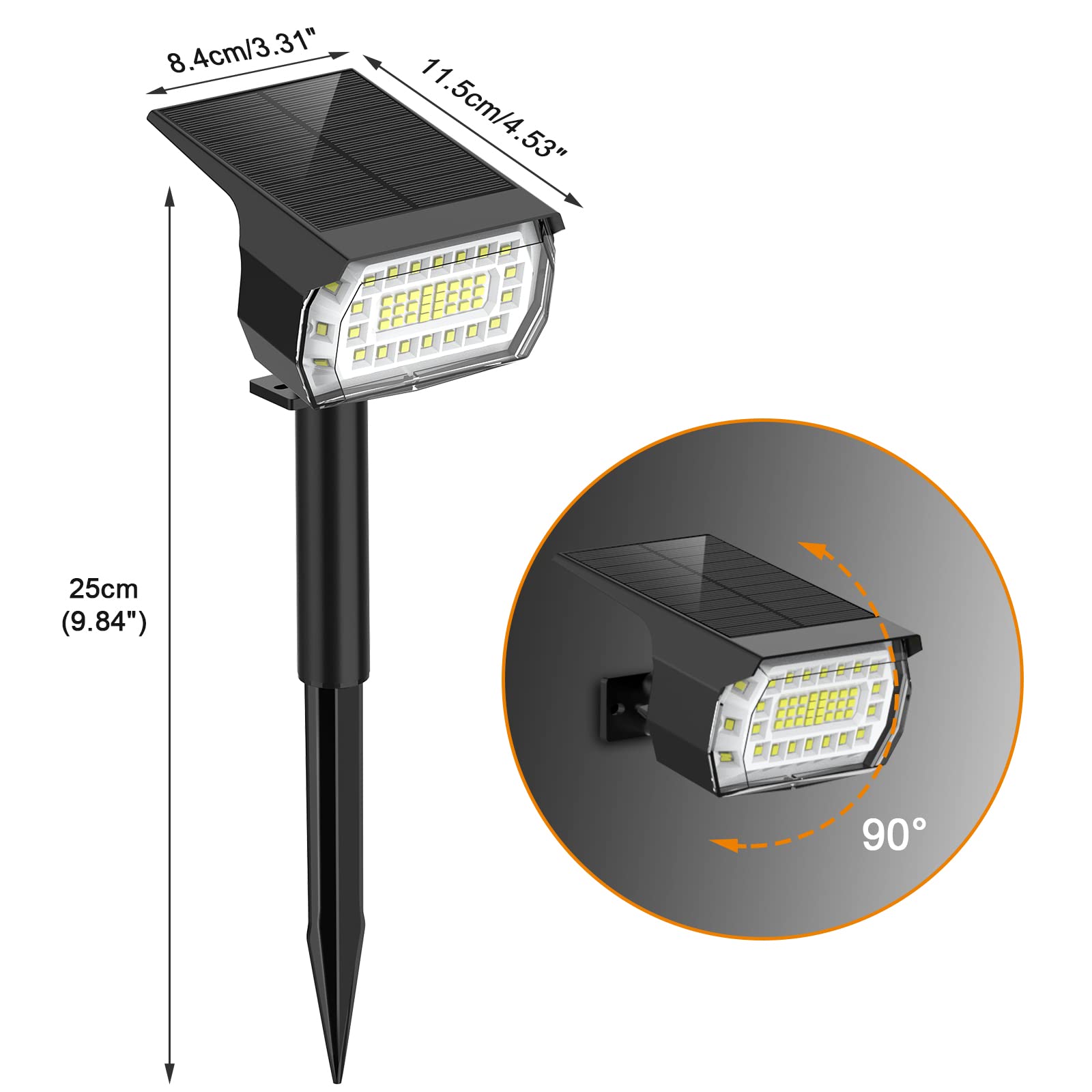 LANSOW Solar Spot Lights Outdoor, [8 Pack/57 LED] 2-in-1 Solar Landscape Spotlights, 3 Modes IP65 Waterproof Dusk to Dawn Solar Powered Flood Wall Lights for Outside Yard Garden Pathway(Cool White)