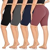 MOREFEEL 4 Pack Plus Size Biker Shorts for Women XL-4XL – 8" High Waisted Non-See Through Workout Super Soft Yoga Shorts