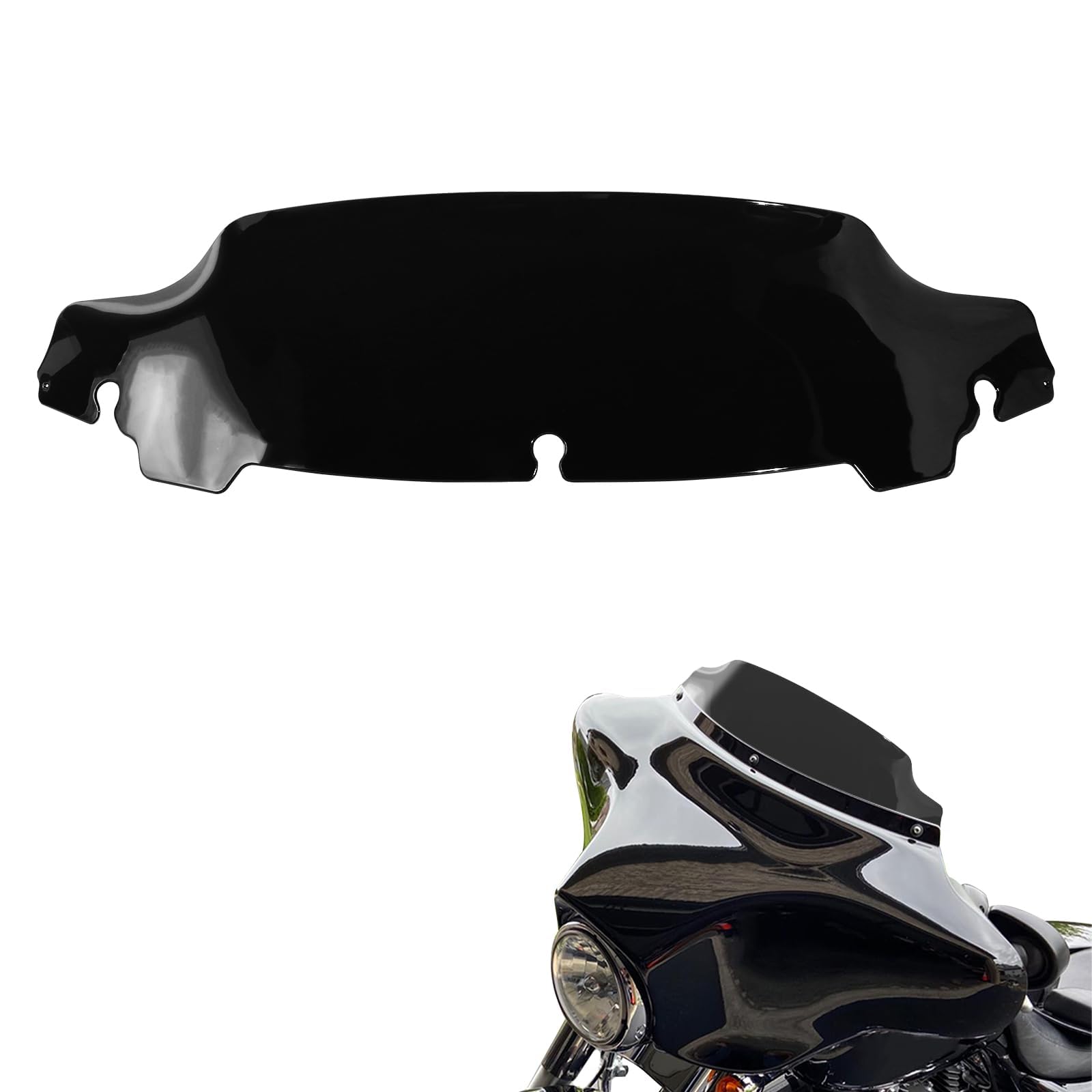 Photo 1 of 5 in Wave Motorcycle Windshield for Harley Davidson Touring Electra Glide, Street Glide, Ultra Limited and Tri Glide models 2014-2023