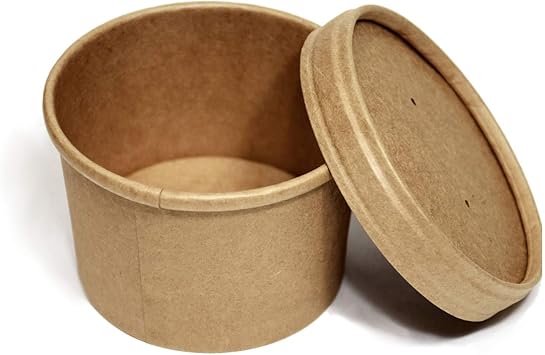 Soup Cups With Lids 25 12oz Paper Soup Cups With Lid To Go Container As Togo Bowls With Lid Ice Cream Cups Amazon De Home Kitchen