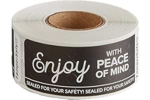 Angel's Peel Lounge Tamper Proof Stickers Roll — Tamper Evident Stickers for Food Safety, Delivery Bags, Drink Lids, Containers, Self Adhesive Seal Tape, Writable Surface - 1x3in 250-COUNTS, Black
