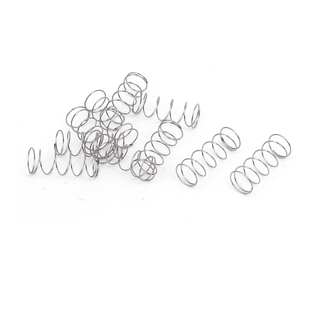 sourcingmap 0.3mmx6mmx15mm 304 Stainless Steel Compression Springs Silver Tone 10pcs
