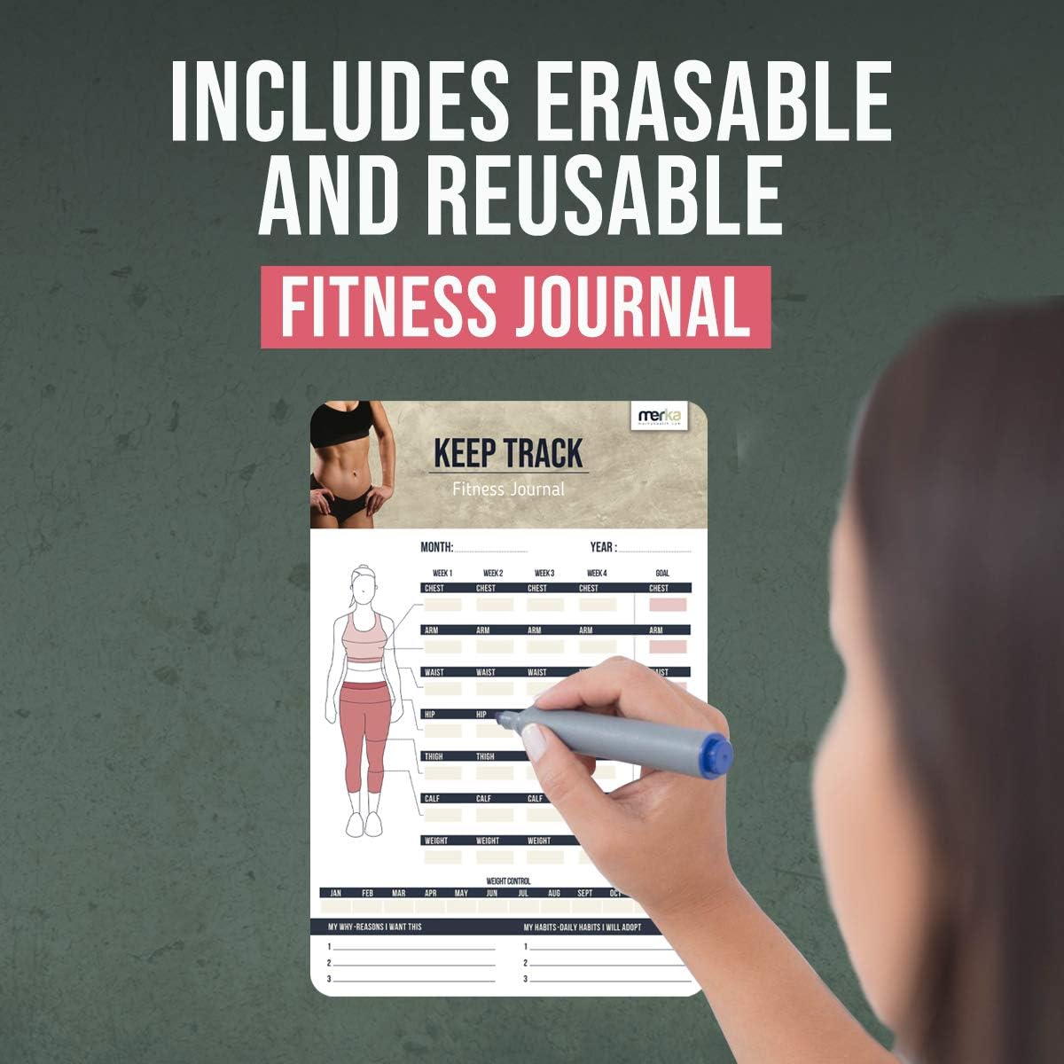 merka Women's Home Gym Workout Posters – Exercise Routine Planners and Erasable/Reusable Health & Fitness Chart – Designed by Women, Great for Beginners – Set of 10 Thick Plastic Posters : Sports & Outdoors